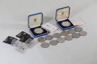 14 Coin Collection 2 Silver Proof Certificates 6 Covers Loose Coins Crowns Featuring Royal