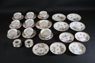 Dresden Tea Service C1890 Hand Painted Cups Gold Gilding Minor Age Related Wear Good