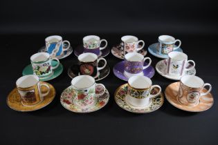 Limited Edition Coalport Museum Historic Coffee Cup Collection Set 12 Cups Saucers Includes Made