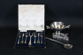 Chinese Metalware Chopstick Holder Cup Spoon Presentation Gift Hong Kong Stamp Comprises A Set