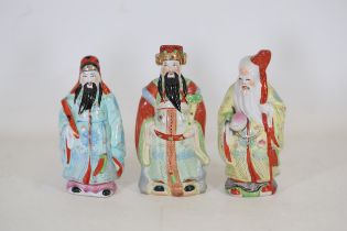 3 Chinese Porcelain Deity Statues - Sanxinf, Fu Lu And Shou