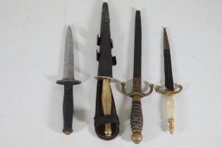 Assorted Collection Knives Including Toledo Stamped Knife Mother Pearl Handle 4 Varying Ages