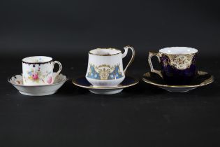 Trio Cauldon England Royal Priory Dale Crown Cups Saucers 1 Floral Cup Saucer Set Excellent Chips