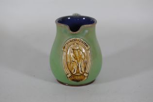 Royal Doulton Lambeth Stoneware 'greene King' Advertising Water Jug Green Glaze Blue Interior 4 5