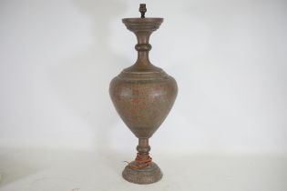 Anglo Indian Brass Vase Lamp Height 80cm Width 30cm Approx