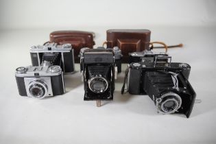 8 Vintage Folding Cameras Various Zeiss Ikon Makes