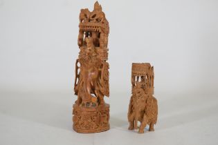 Hand Carved Kadam Elephant Figurines - Royal Expedition Theme