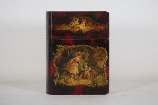 19th Century Papier Mache Lacquered Hand Painted Book Box 7 Tall Excellent Condition A Inches