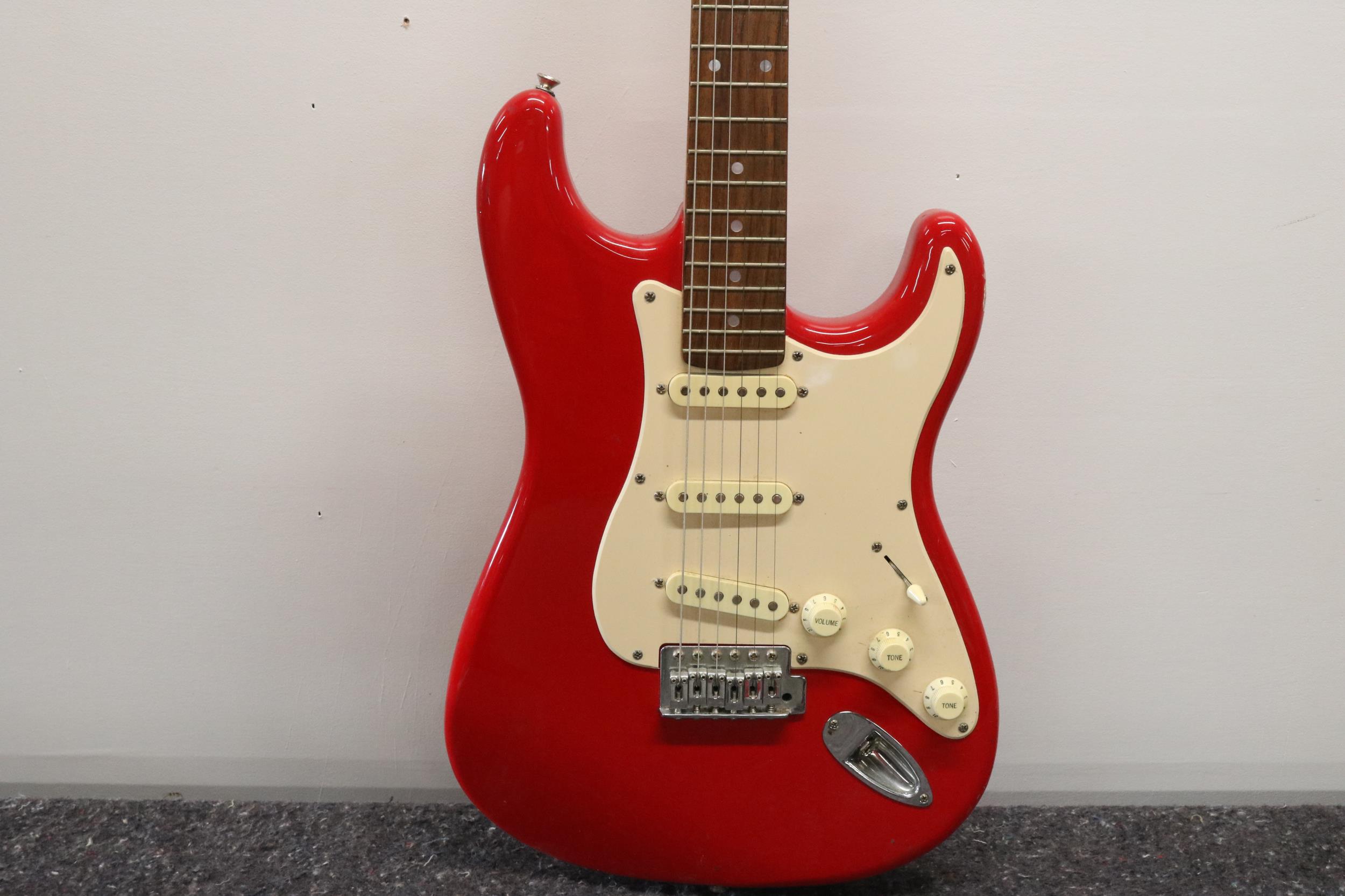 Squire Strat by Fender Red Electric Guitar - Untested. - Image 2 of 10