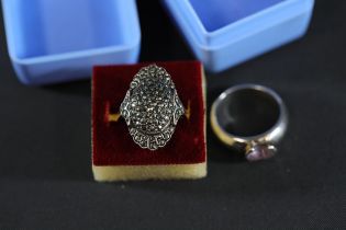 Silver Marcasite Ring Size Uk L M Stone N 10 5 Grams Total Weight Weighing A