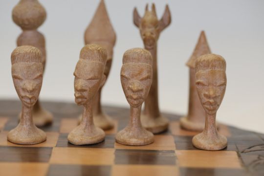 African Handmade Chess Board Hand Carved Pieces - Image 10 of 19