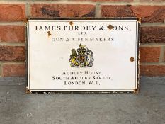James Purdey and Sons Gun and Rifle Makers Enamel Sign