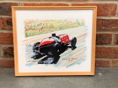 Framed Andy Danks Watercolour of a Maserati at Rheims&nbsp;