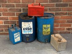 Two Esso Paraffin Drums and Two One Gallon Petrol Cans