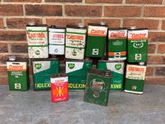 Thirteen Castrol and BP Oil Cans