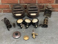 Box Of Vintage Work Lamps. Spot Lamps Etc