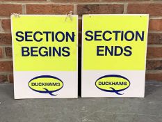 Pair of Duckhams Section Begins/Ends Signs on Board
