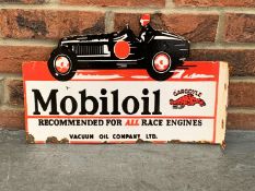 Mobiloil “For All Race Engines” Flange Enamel Sign