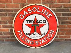 Texaco Gasoline Filling Station Circular Enamel Sign