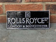 Rolls Royce London and Manchester Cast Aluminium Sign