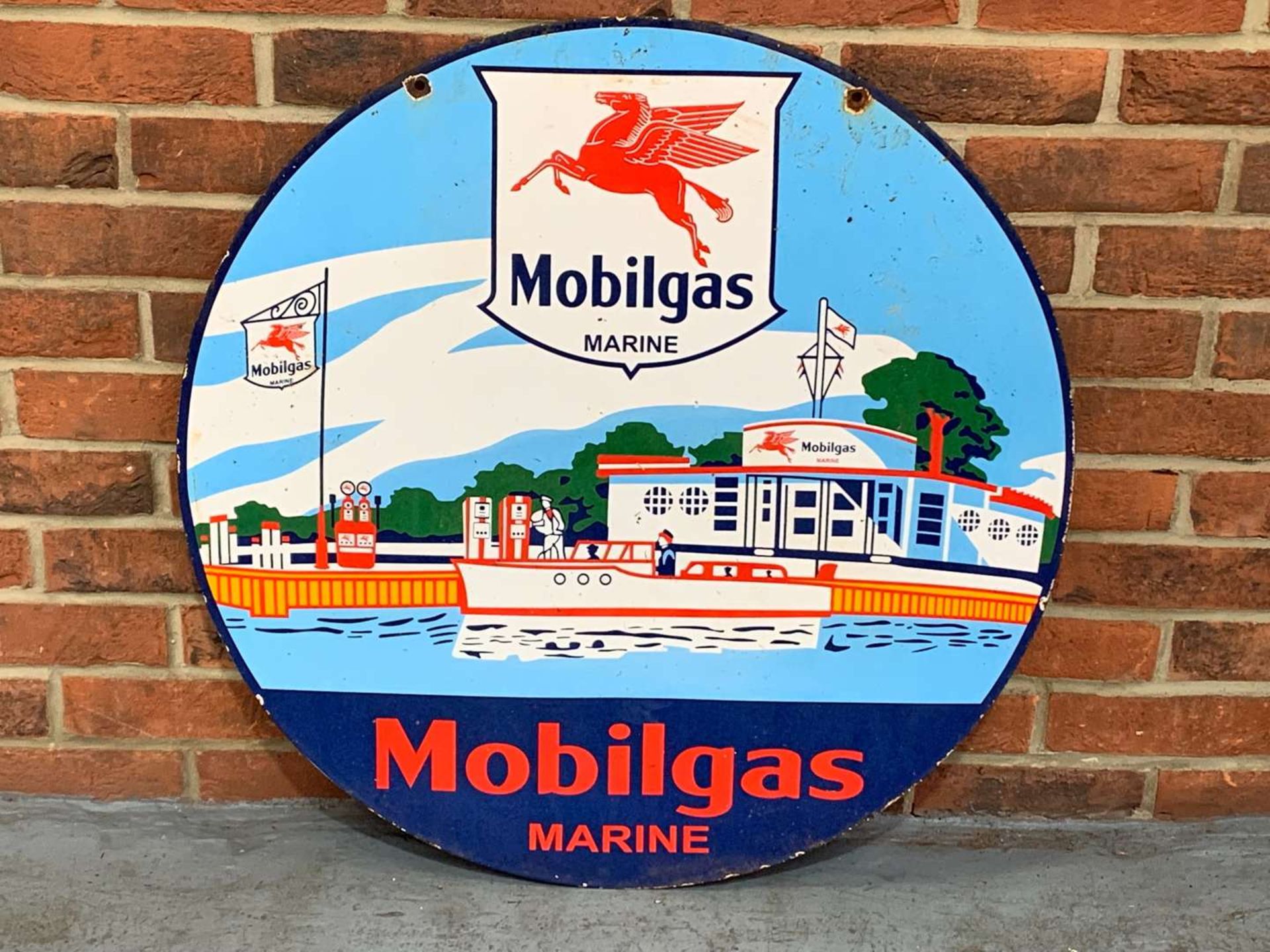 Mobilgas Marine Circular Enamel Sign - Image 2 of 2