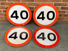 Four 40 MPH Road Signs