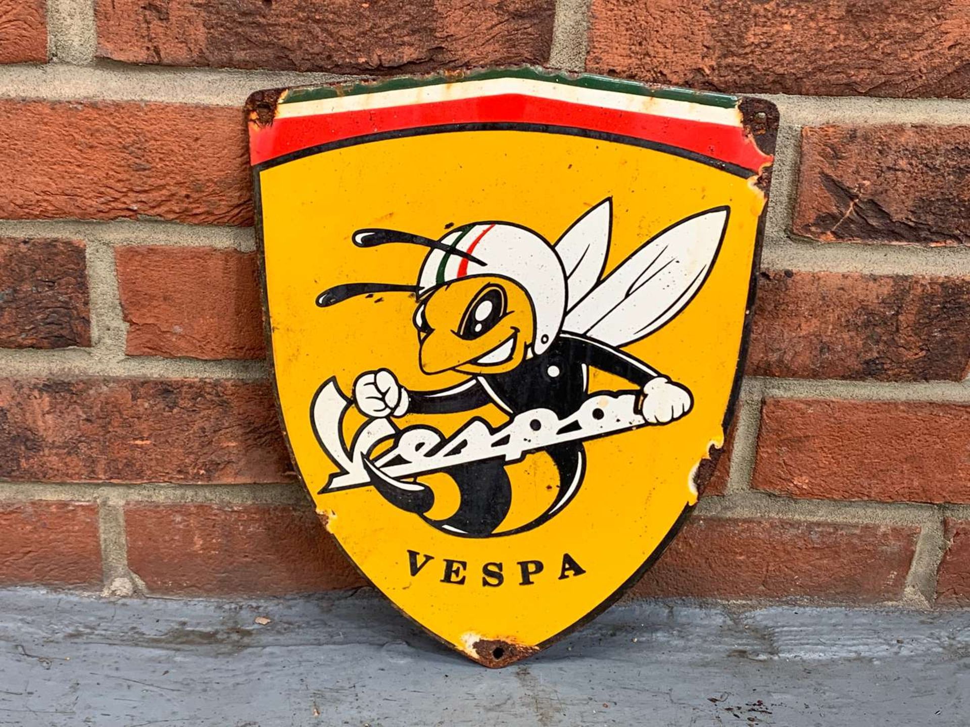 Vespa Shield Enamel Sign