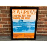 Original Framed Silverstone Vintage Car Races Poster