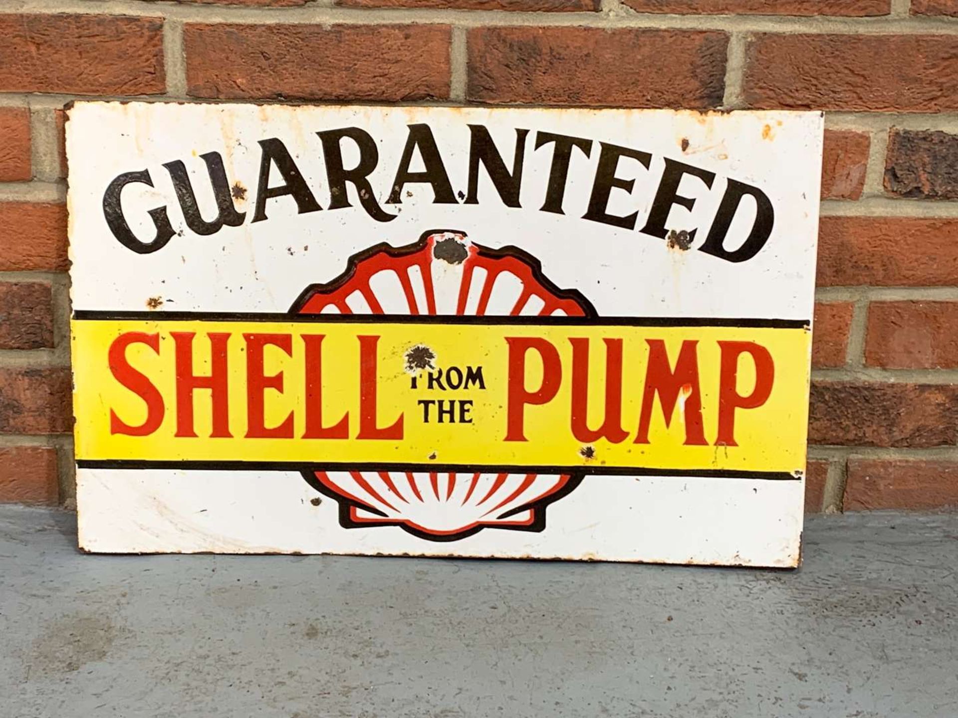 Shell From The Pump Enamel Flange Sign