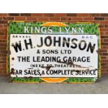 Kings Lynn W.H.Johnson and Sons “The Leading Garage” Enamel Sign