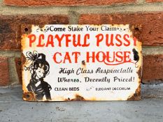 Novelty Small Playful Cat House Enamel Sign&nbsp;
