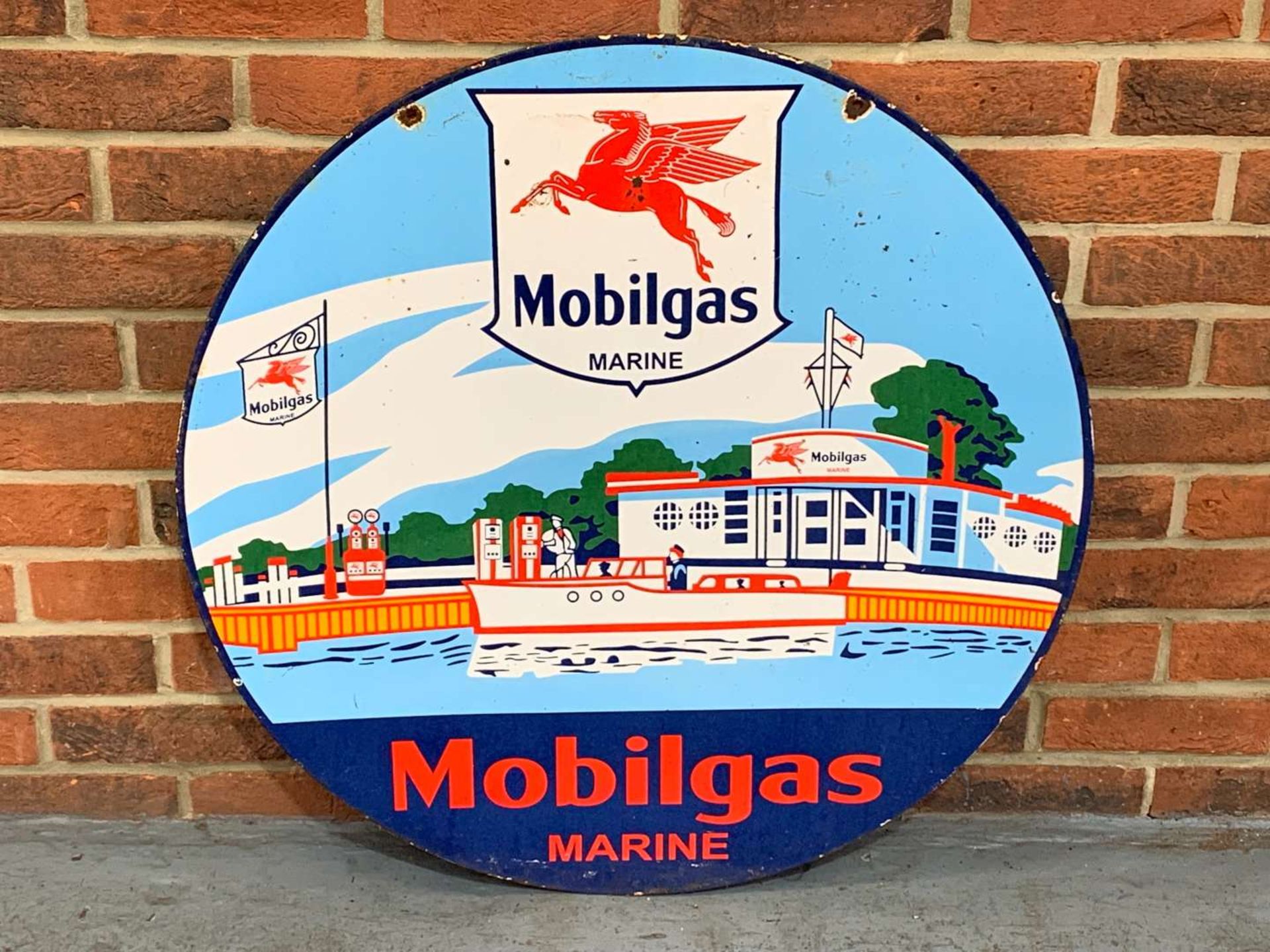 Mobilgas Marine Circular Enamel Sign