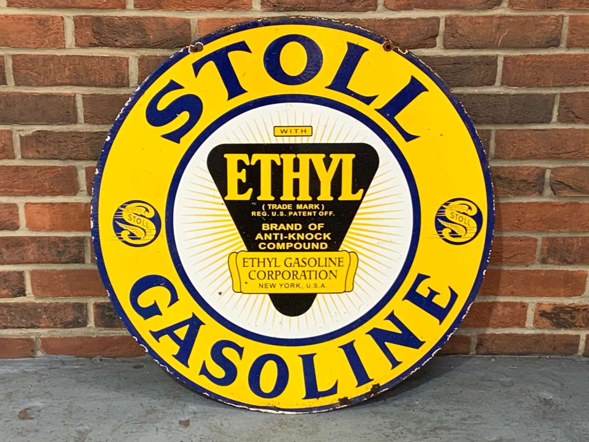 Stoll Gasoline Circular Enamel Sign - Image 2 of 2