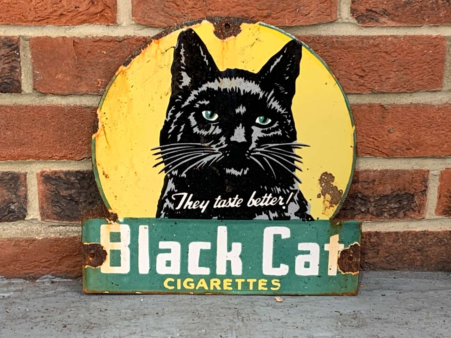 Black Cat Cigarettes Enamel Sign
