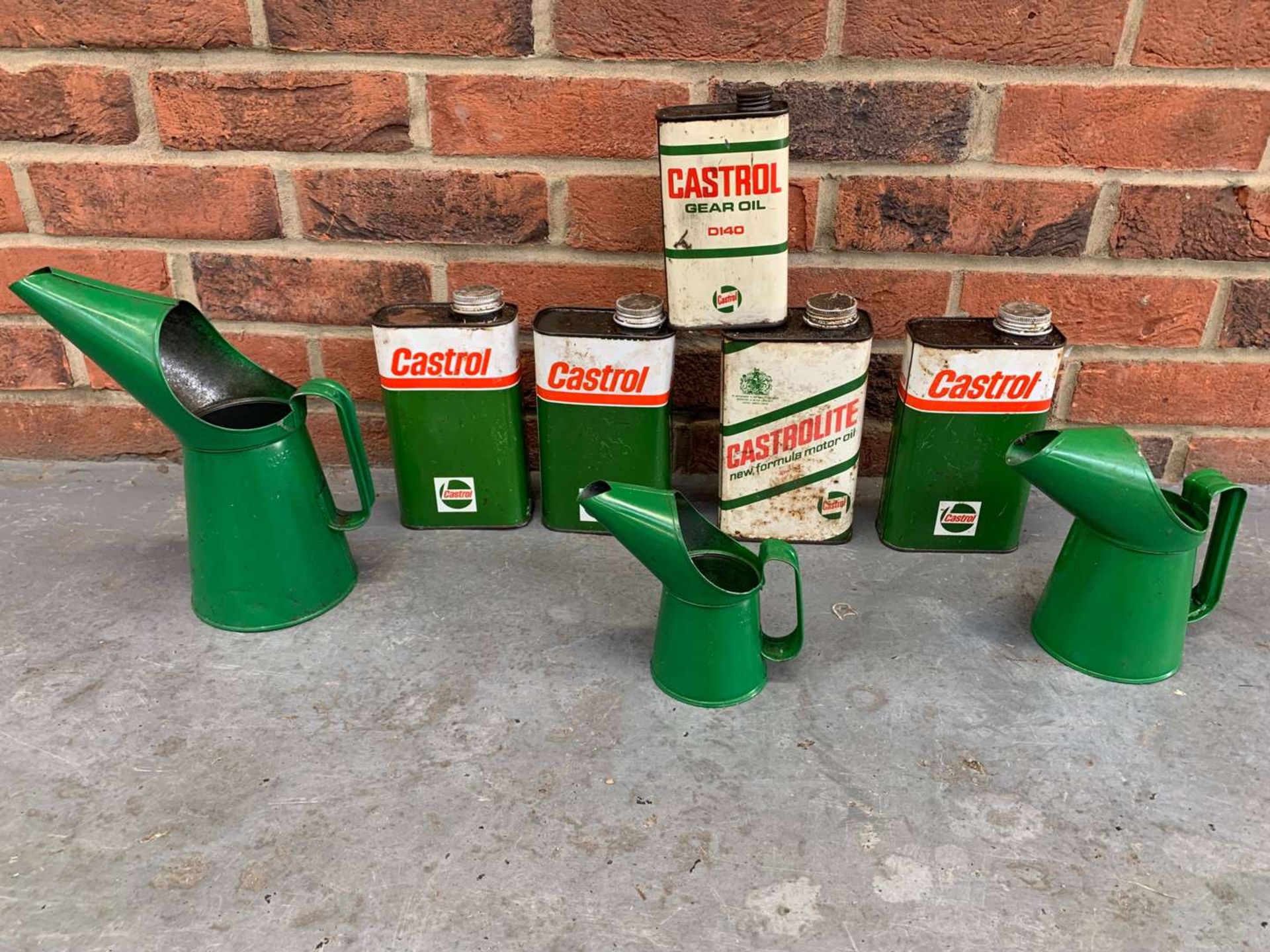 Five Castrol Oil Cans and Three oil Pourers (8) - Image 2 of 2