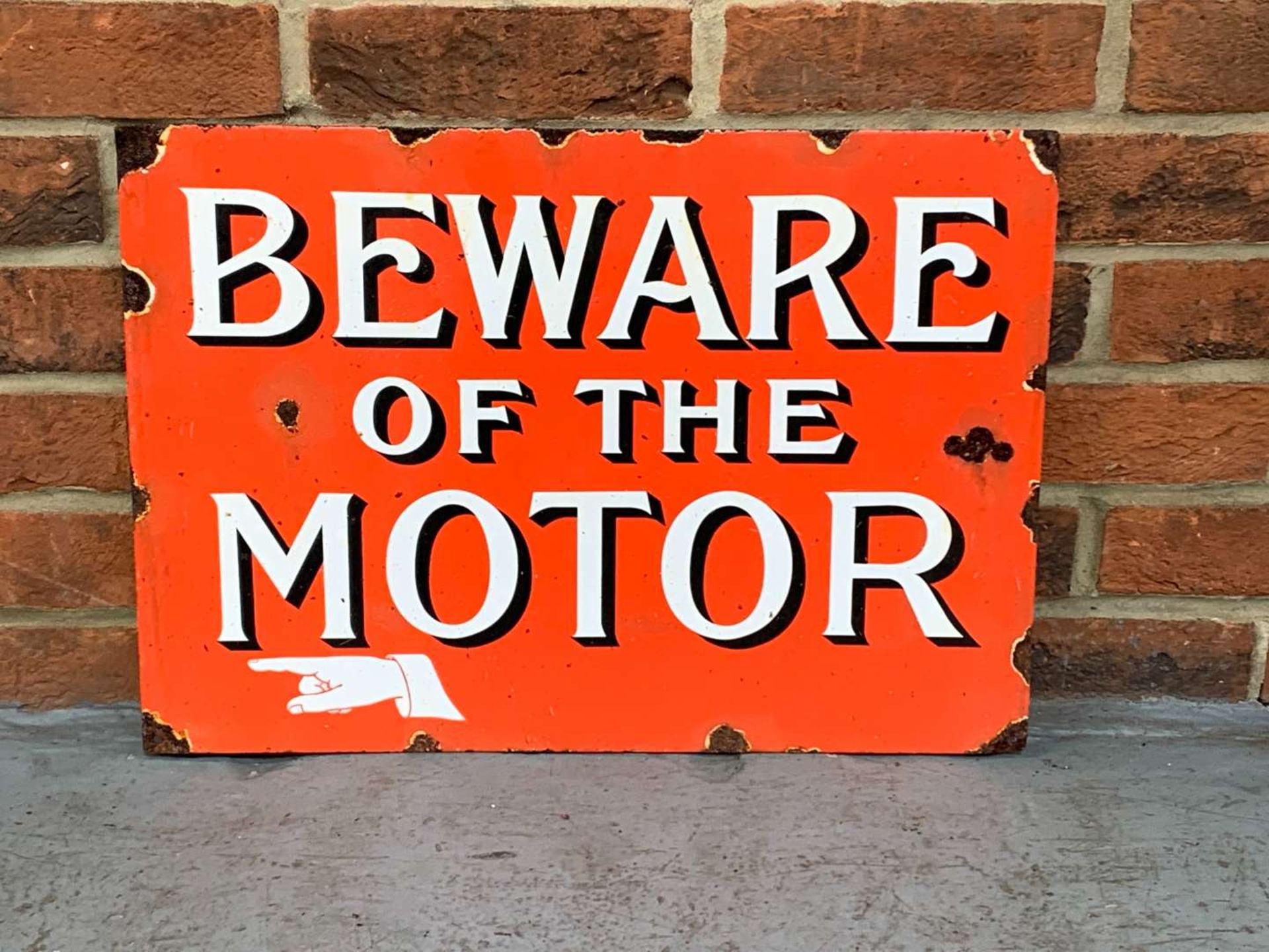 Beware of The Motor Enamel Sign