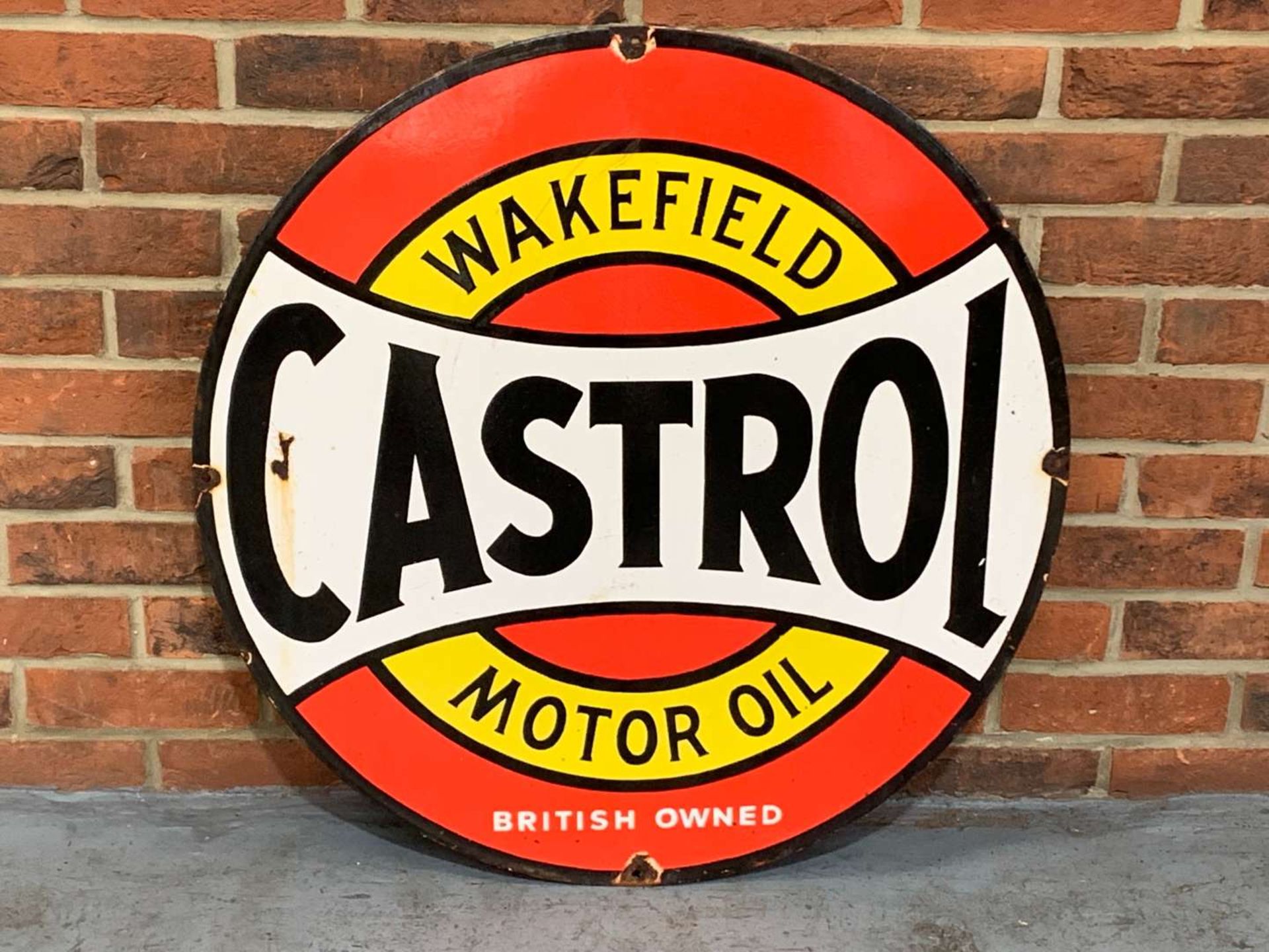 Castrol Wakefield Motor Oil Circular Enamel Sign