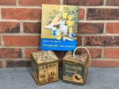 Two Vintage Advertising Tins and Properts Small Tin Sign (3)