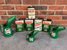 Five Castrol Oil Cans and Three oil Pourers (8)