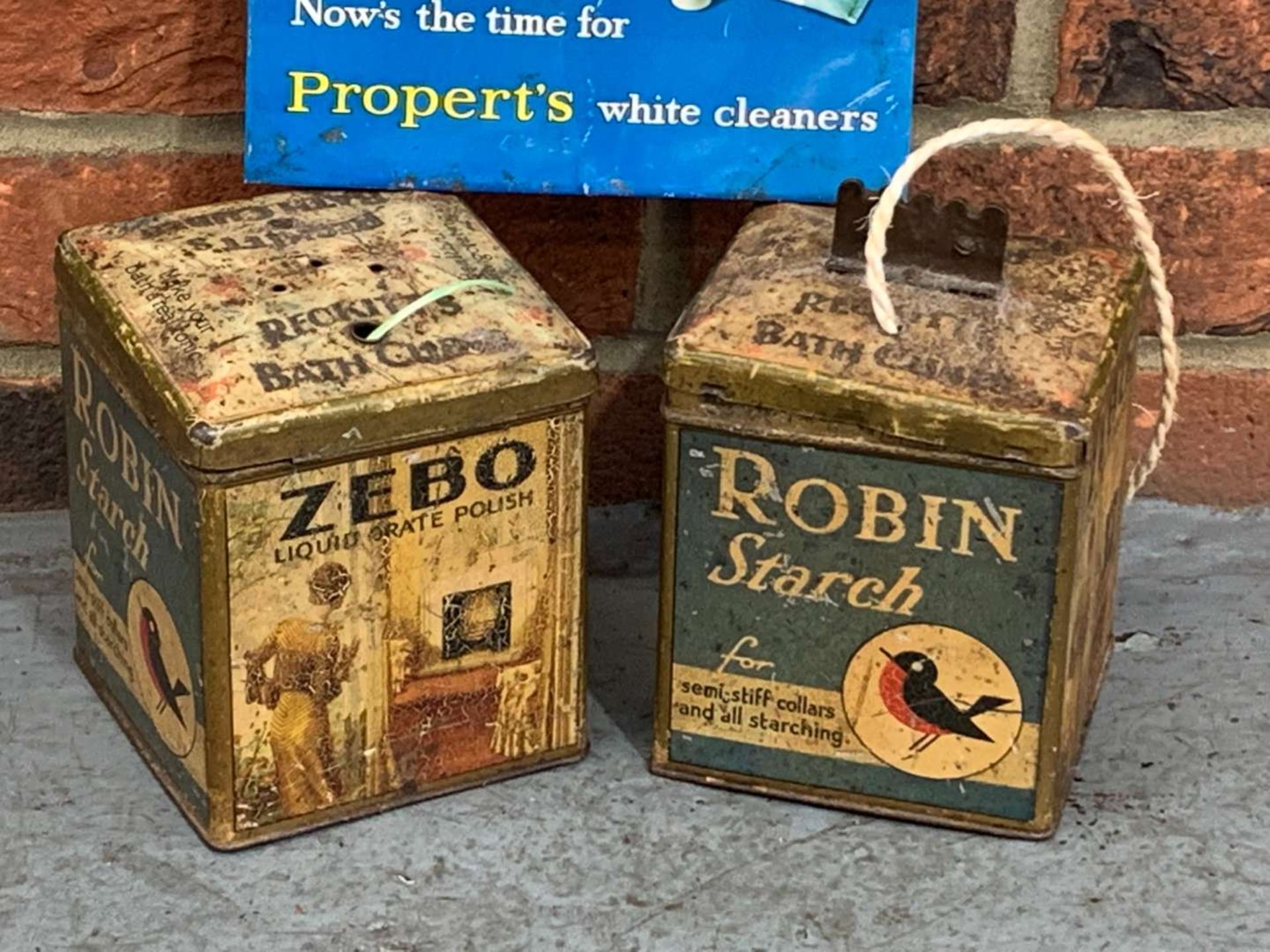 Two Vintage Advertising Tins and Properts Small Tin Sign (3) - Image 2 of 2