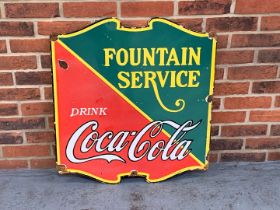 Fountain Service Coco-Cola Enamel Sign