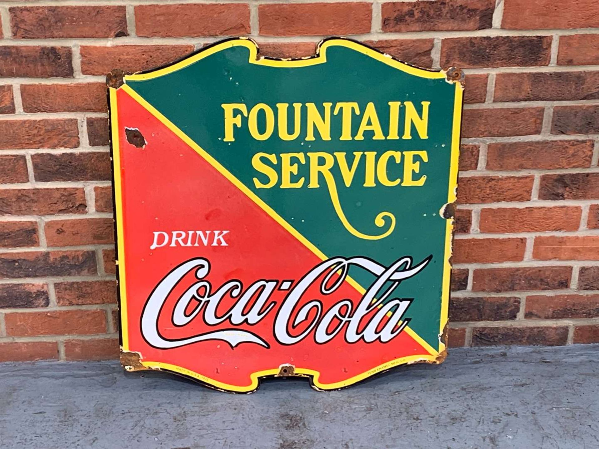 Fountain Service Coco-Cola Enamel Sign