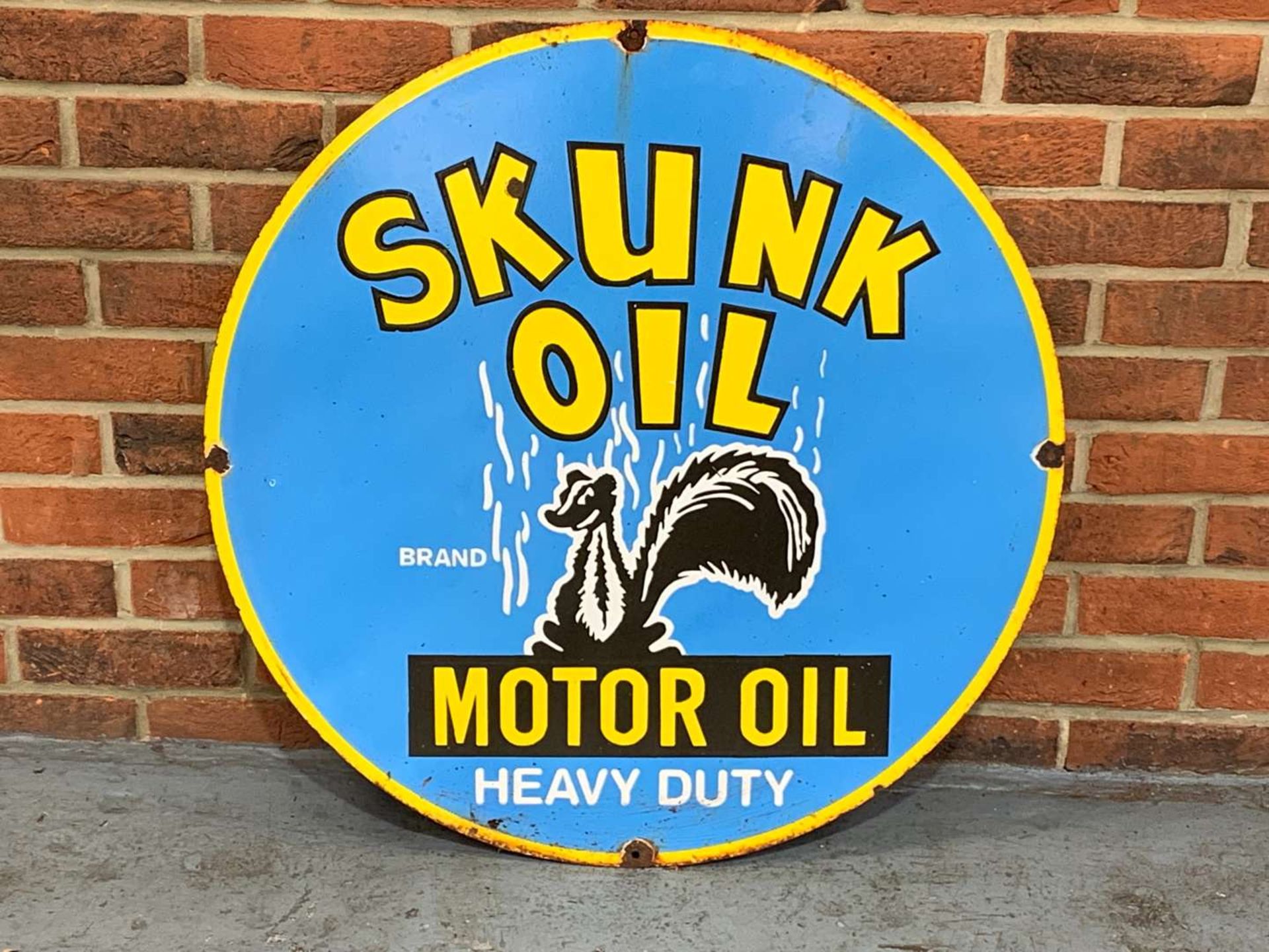 Skunk Motor Oil Enamel Circular Sign