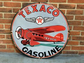 Texaco Aviation Gasoline Circular Enamel Sign