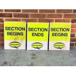 Three Duckhams Signs Section Begins/Ends Signs on Board