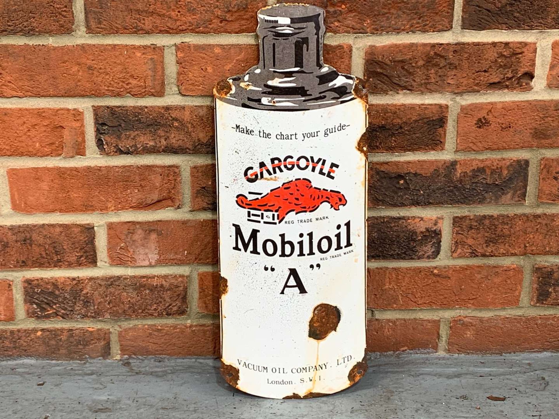 Gargoyle Mobiloil Canister Enamel Sign