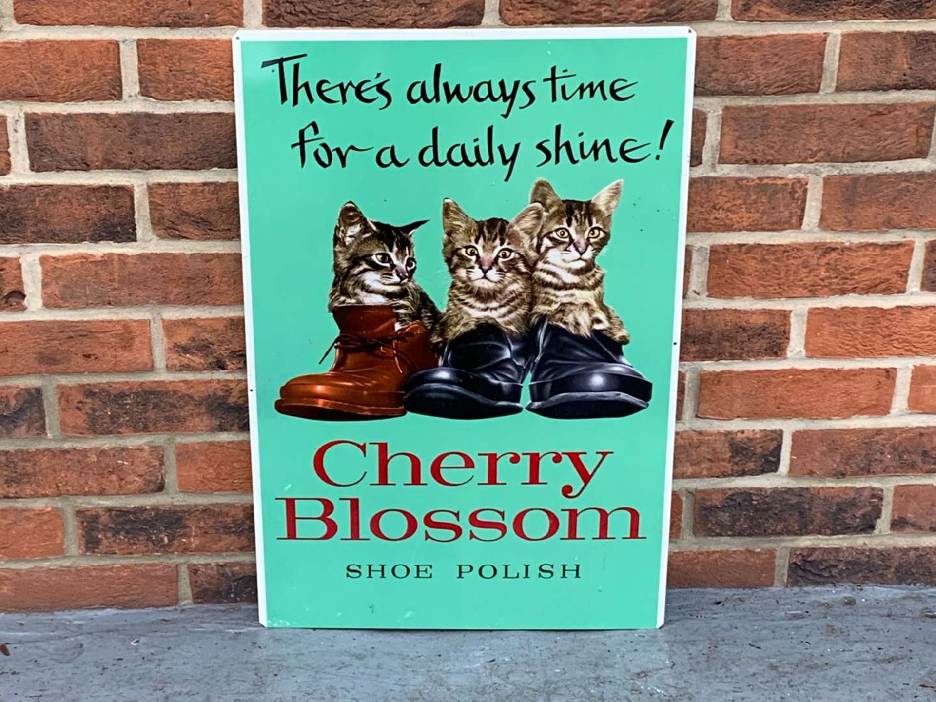 Tin Cherry Blossom Shoe Polish Sign