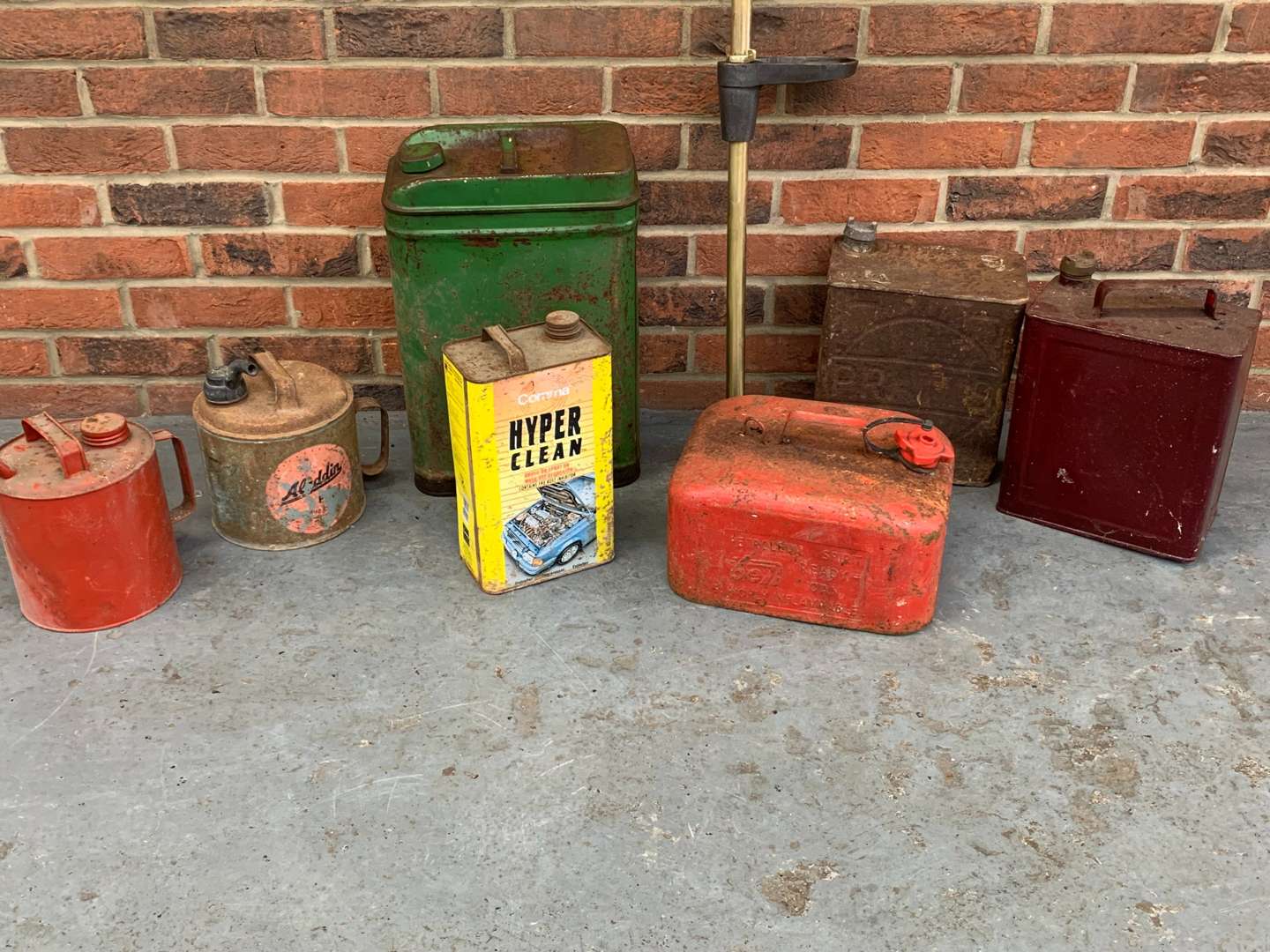 Vintage Brass Pump and Seven Oil Cans (8) - Image 2 of 4