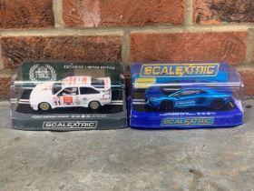 Boxed Scalextric Ford Sierra RS500 and Lamborghini Aventador Cars