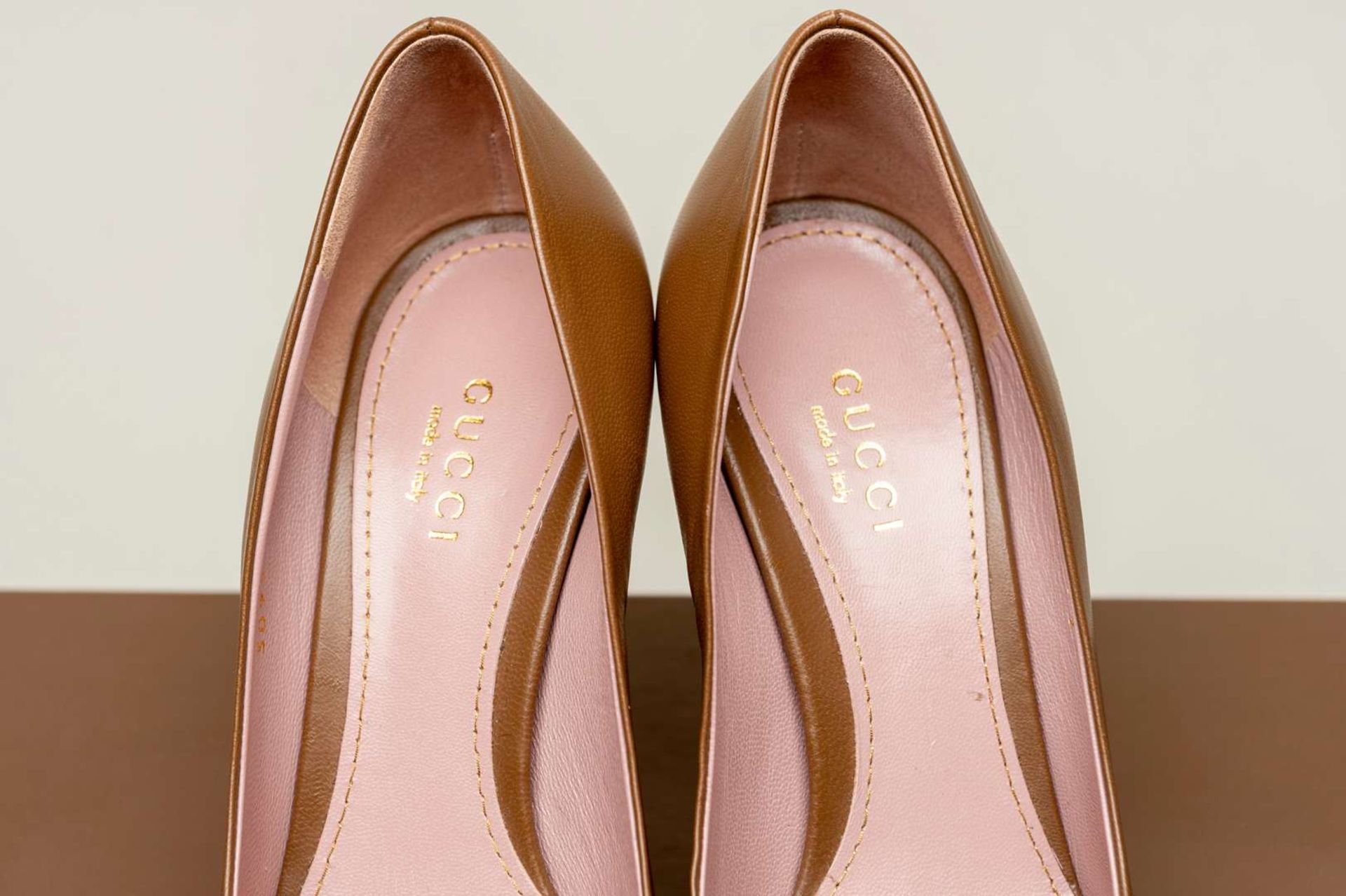 GUCCI, a pair of moca brown leather high heels - Image 3 of 6